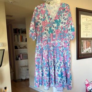 Floral V-Neck Midi Dress